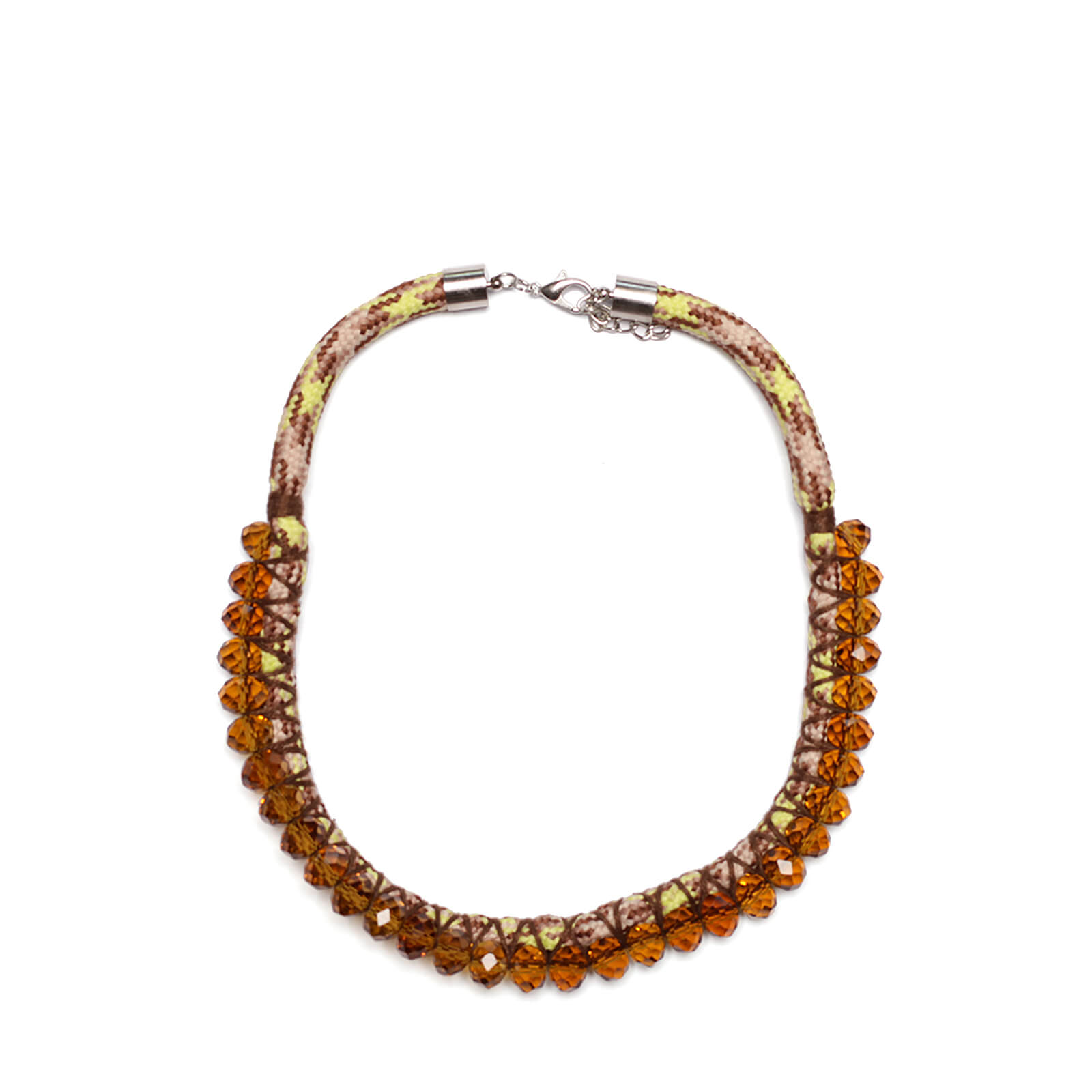 colar corda/cristal ci25h marrom U